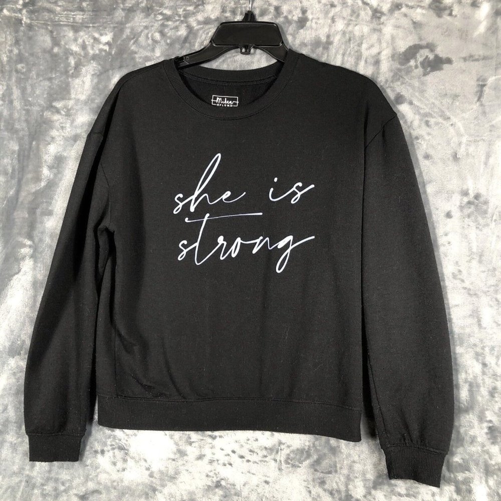 MIKEN Flow Sweatshirt Women’s Sweater Black She Is Strong Size Small